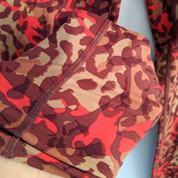 Aerie Offline High Waisted Leopard Crop Leggings Animal Print Red Brown Gym - Picture 8 of 11